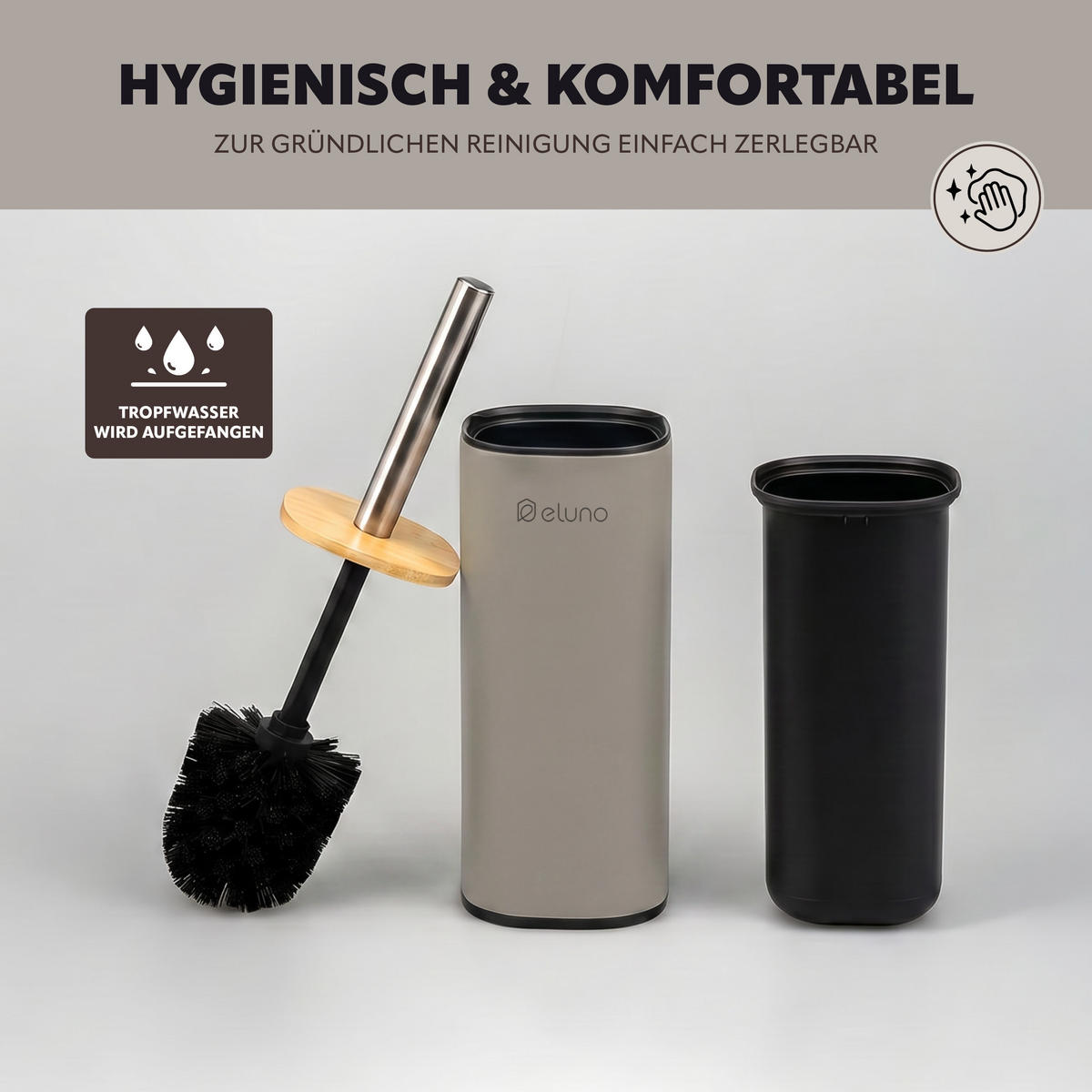 BADEZIMMER-SET FRAMURA 2tlg., braun - Braun, Metall (18.5/27.5/23cm) - eluno