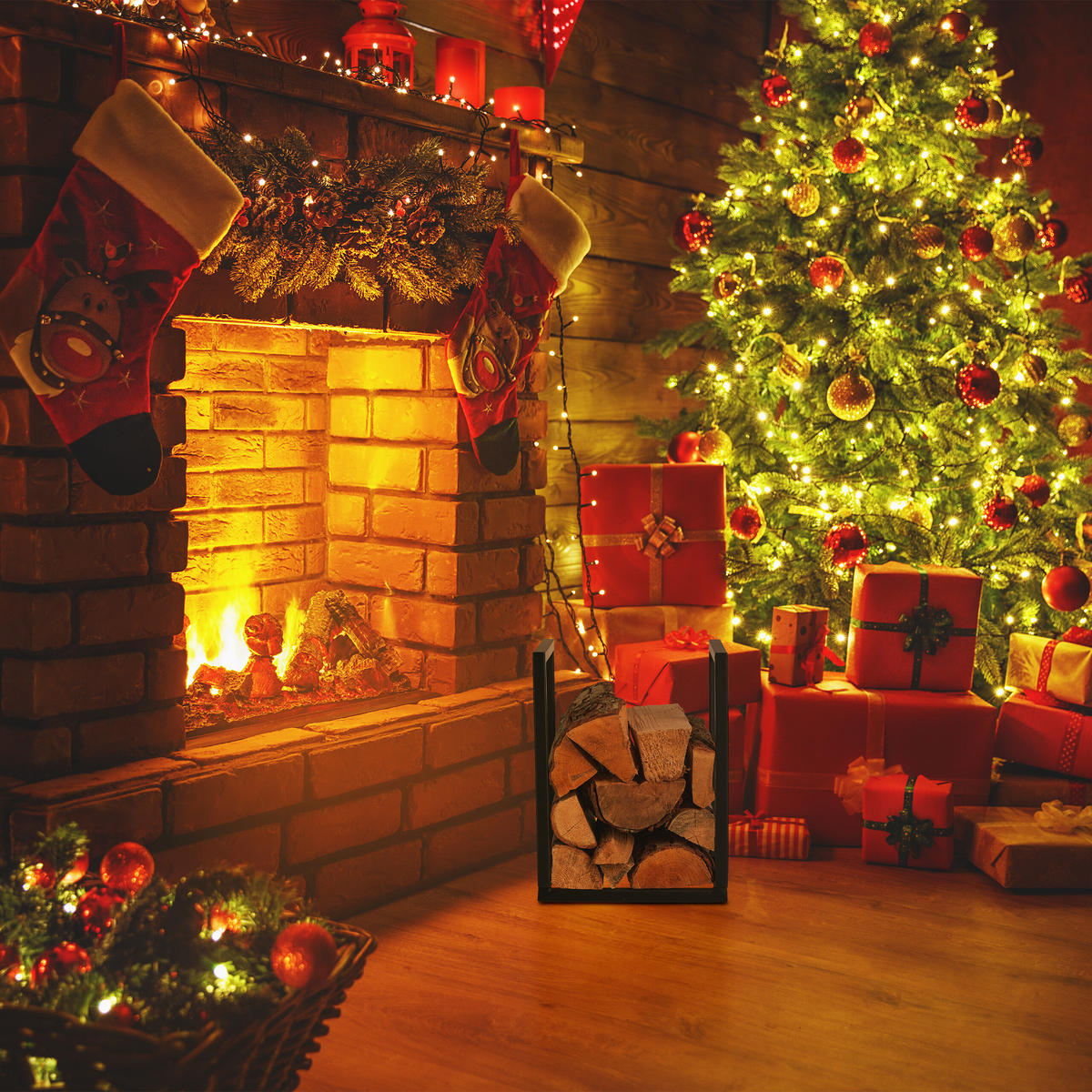 KAMINHOLZREGAL - Schwarz, Metall (30/40/30cm) - Relaxdays