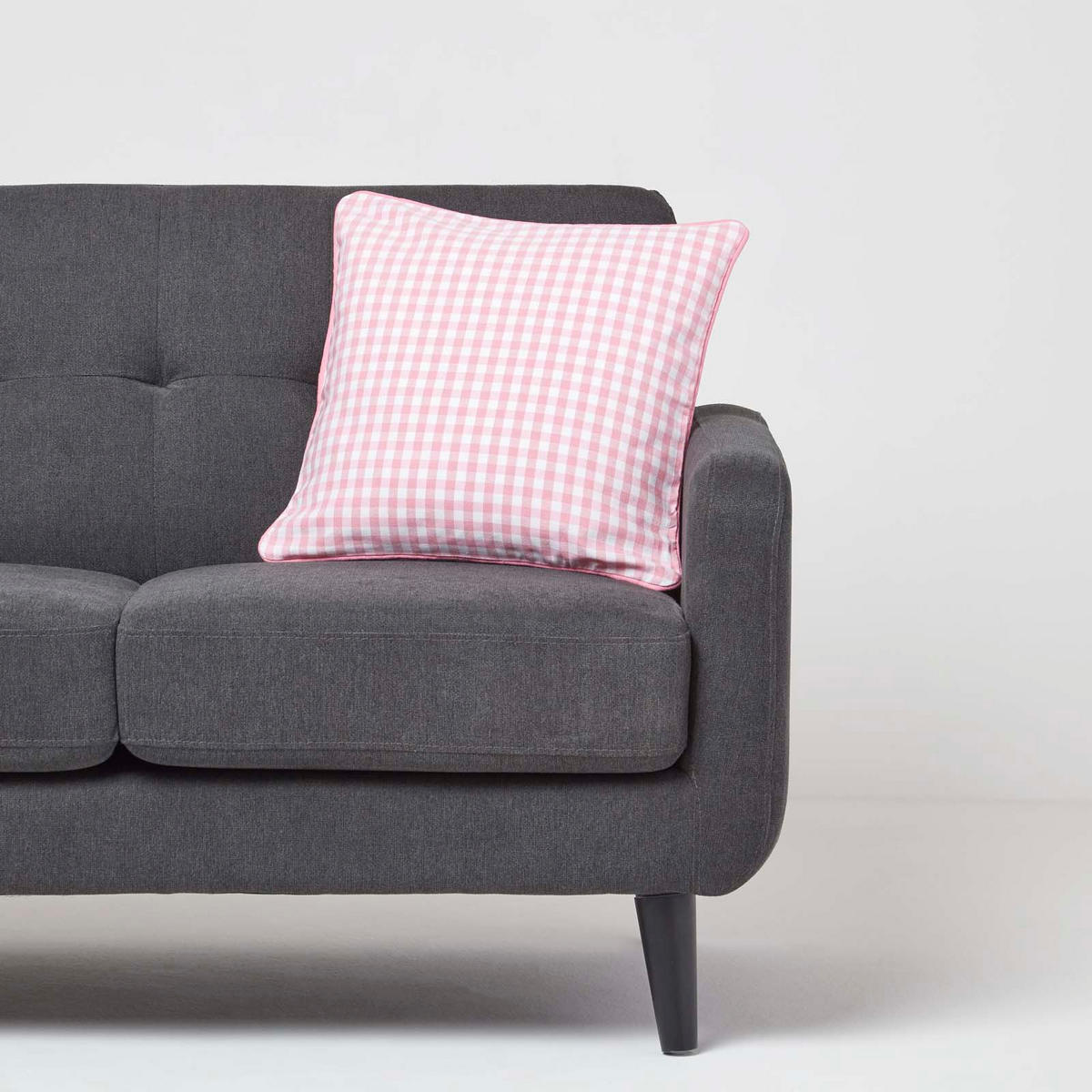 KISSENHÜLLE Vichy-Karo 45/45 cm, 100% Baumwolle - Rosa, Textil (45/45cm) - Homescapes