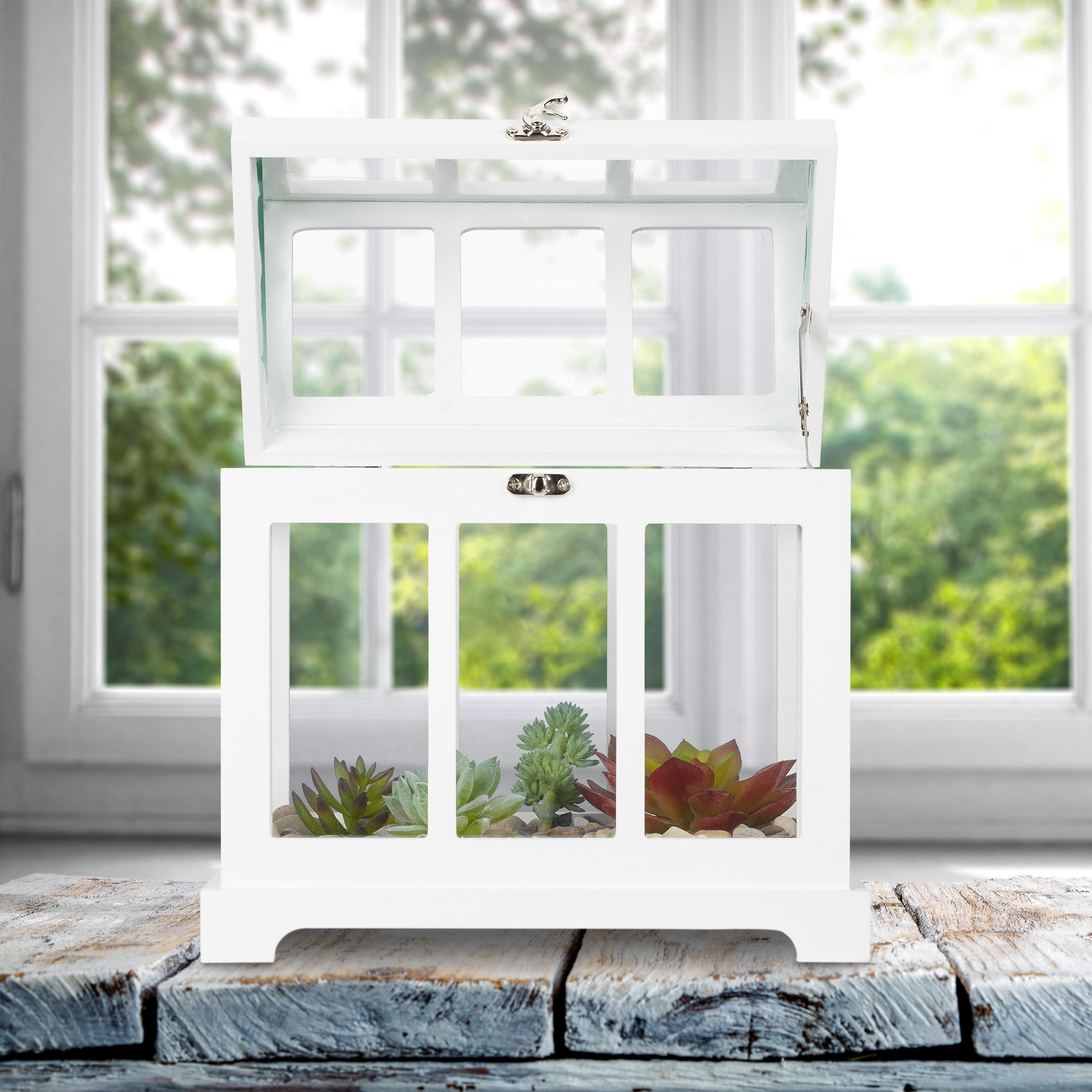 MINIGEWÄCHSHAUS - Multicolor, Glas/Holzwerkstoff (37.5/37/24cm) - Relaxdays