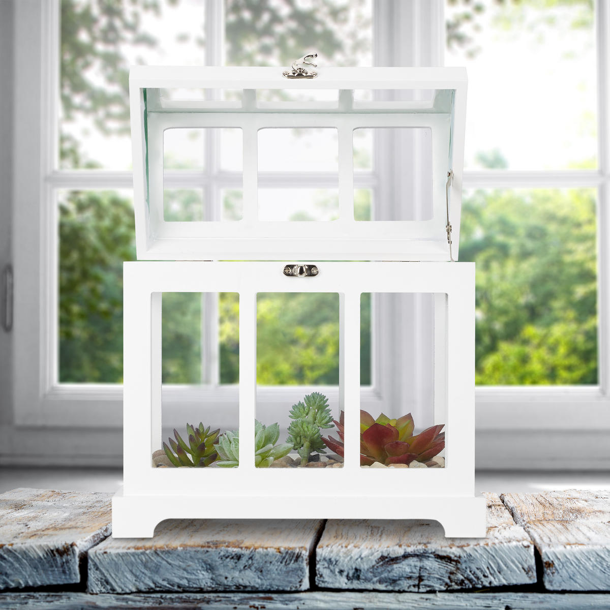 MINIGEWÄCHSHAUS - Multicolor, Glas/Holzwerkstoff (37.5/37/24cm) - Relaxdays