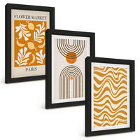 BILDER SET 3er Set - 20x30 cm Schwarzer Rahmen - Poster mit geometrischen Pflanzenmustern - Schwarz, Kunststoff (20/30cm) - TULUP