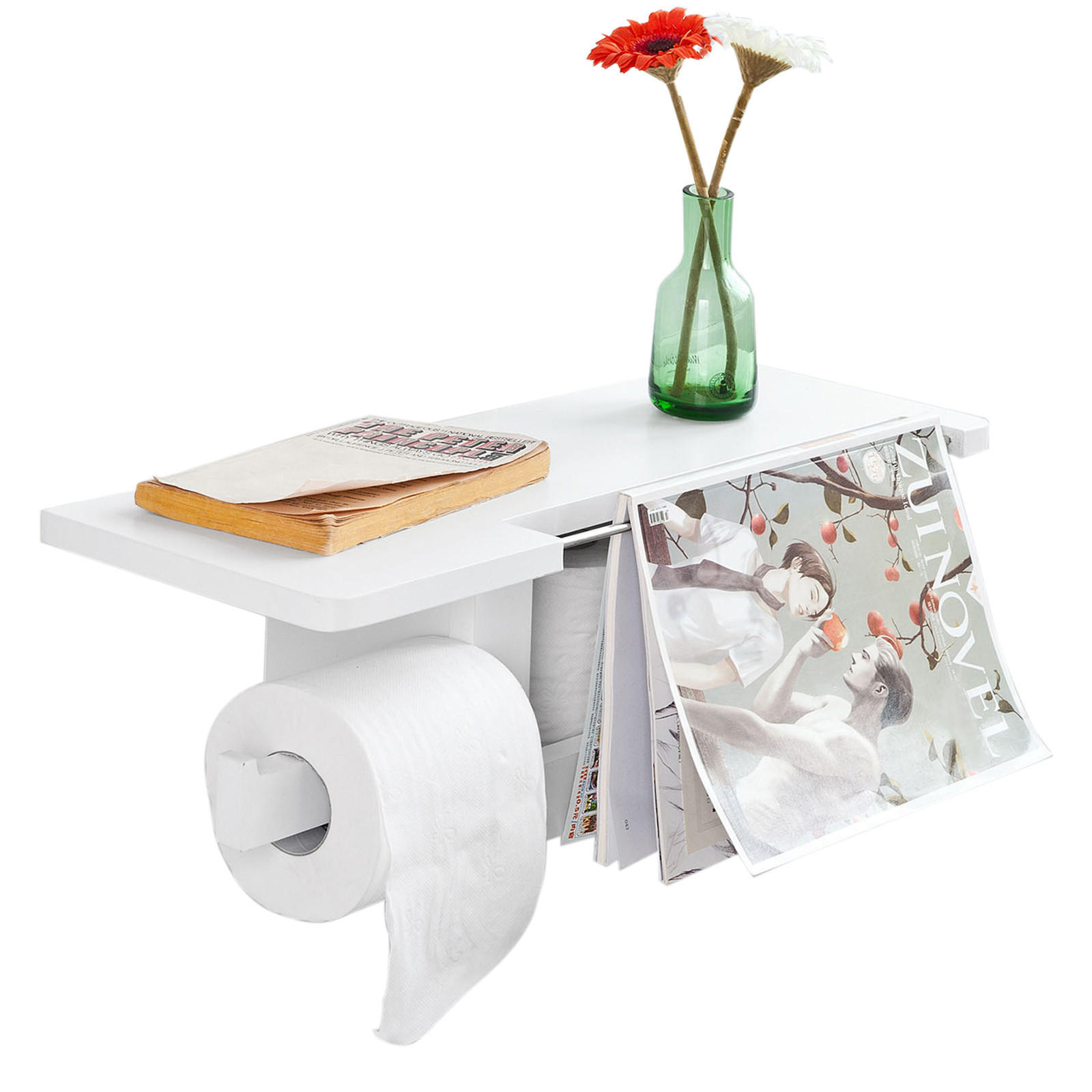 TOILETTENROLLENHALTER Weiß - Weiß, Holzwerkstoff (50/18/17cm) - SoBuy