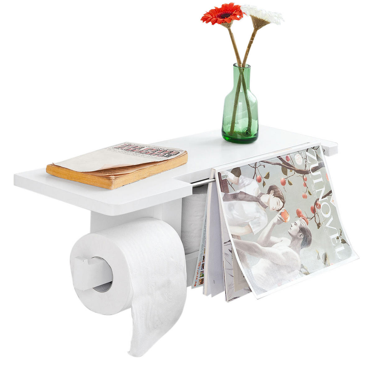 TOILETTENROLLENHALTER Weiß - Weiß, Holzwerkstoff (50/18/17cm) - SoBuy