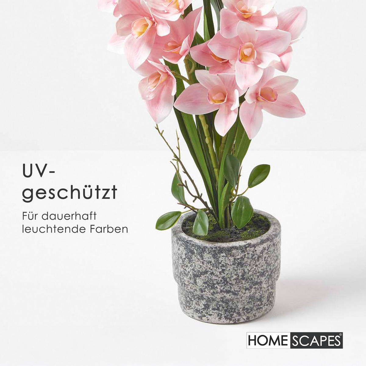 KUNSTBLUME Orchidee rosa im Deko-Topf, 58 cm - Rosa, Kunststoff (58cm) - Homescapes