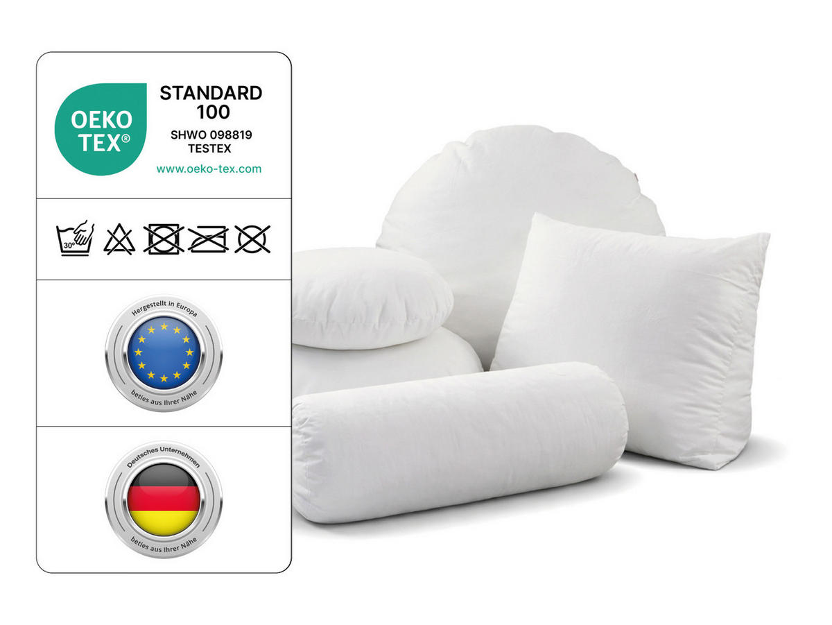 KISSENROLLE PublikUp gefüllt mit Schaumstoffflocken 25/70 cm - Weiß, Naturmaterialien/Textil (25/70cm) - beties Heimtextil