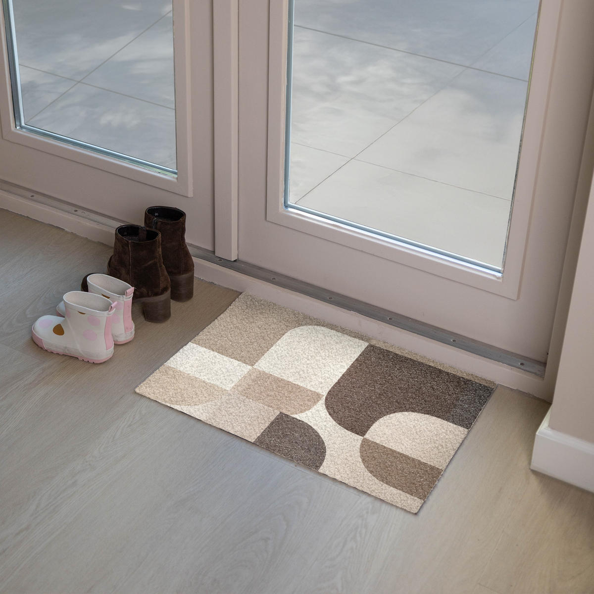FUSSMATTE Geometrisch - Gewebte Struktur - Modern Fußabtreter 60x40 cm - Beige, Kunststoff (60/40cm) - MuchoWow