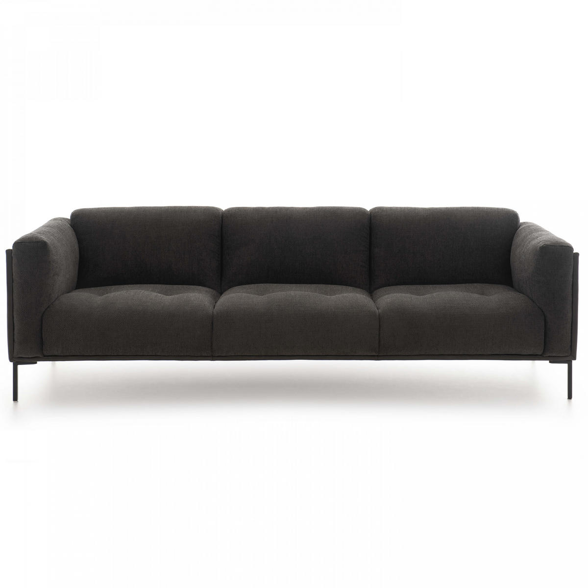 4-SITZER-SOFA, Bi-Material, Schwarz - Schwarz, Leder (92/81/204cm) - Oviala