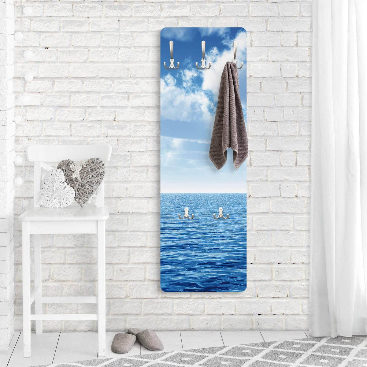 WANDGARDEROBE - Shining Ocean 34/105 cm - Blau, Holzwerkstoff (34/105/1.6cm) - Bilderwelten