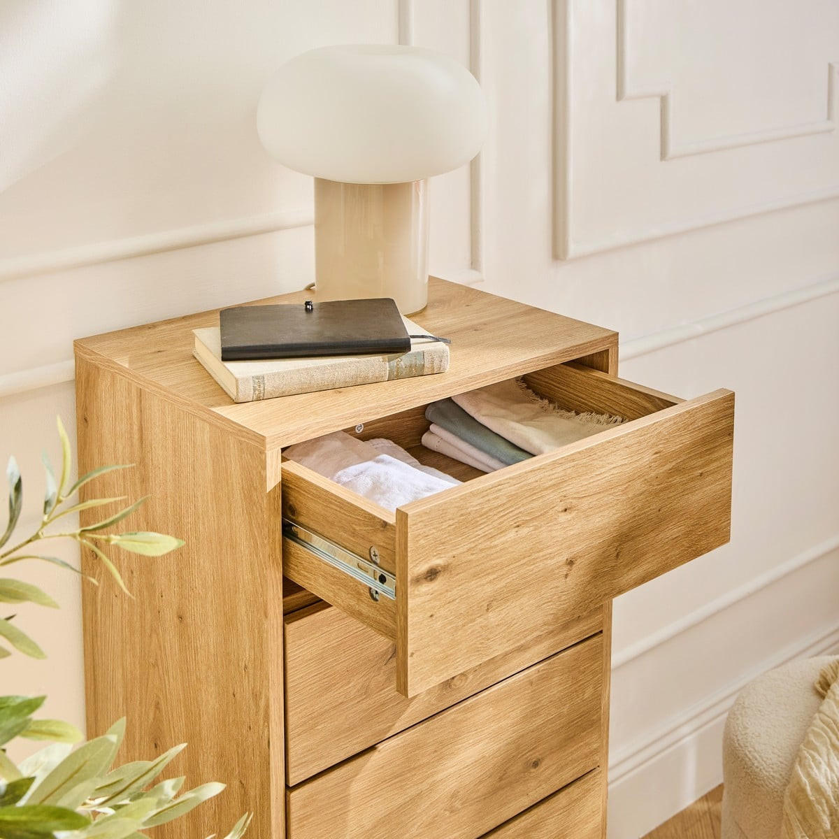 HOCHKOMMODE mit 5 Schubladen und Metallfüßen 45/38/100 cm - Eschefarben, Holzwerkstoff (38/100/45cm) - Calicosy