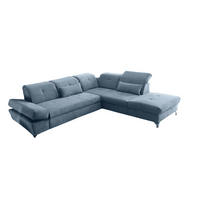 ECKSOFA mit Schlaffunktion und verstellbaren Kopflehnen - Chromfarben/Blau, Textil/Metall (245/275cm) - ed exciting design