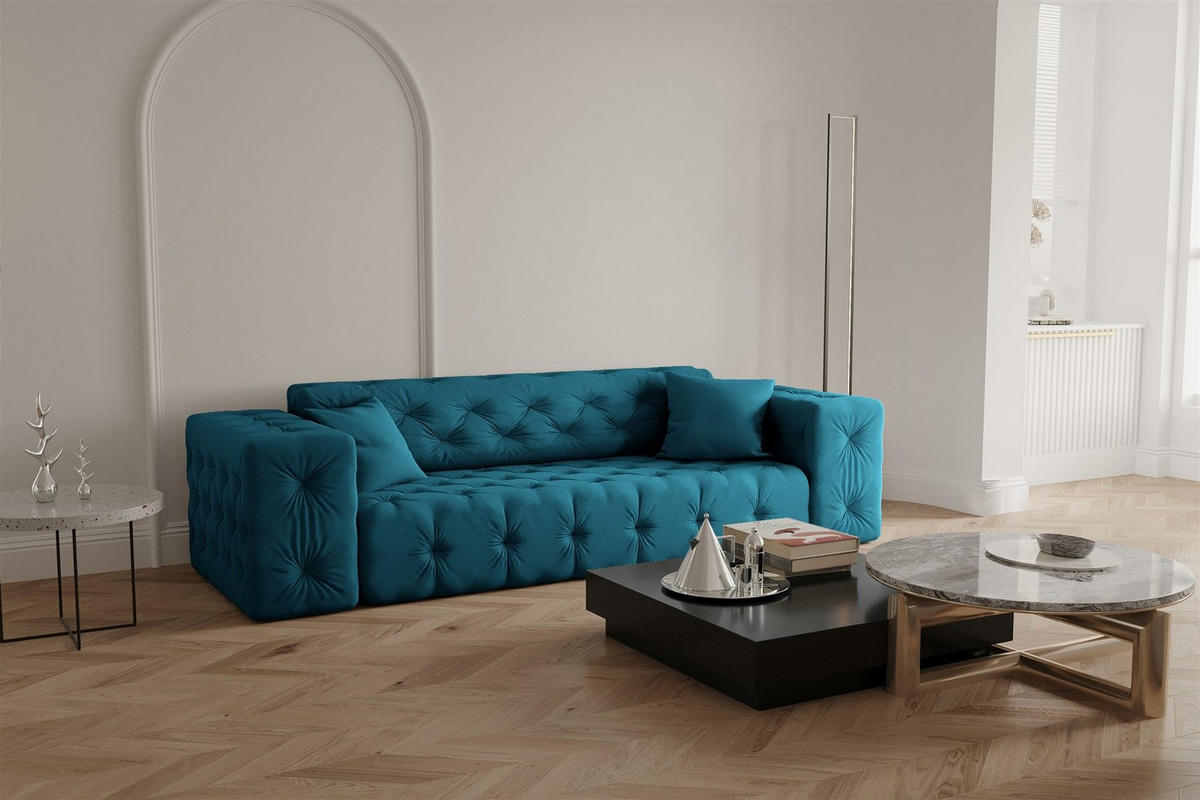 SOFA 3-sitzer Chantal - Blau, Holzwerkstoff/Textil (251/78/96cm) - Fun Möbel