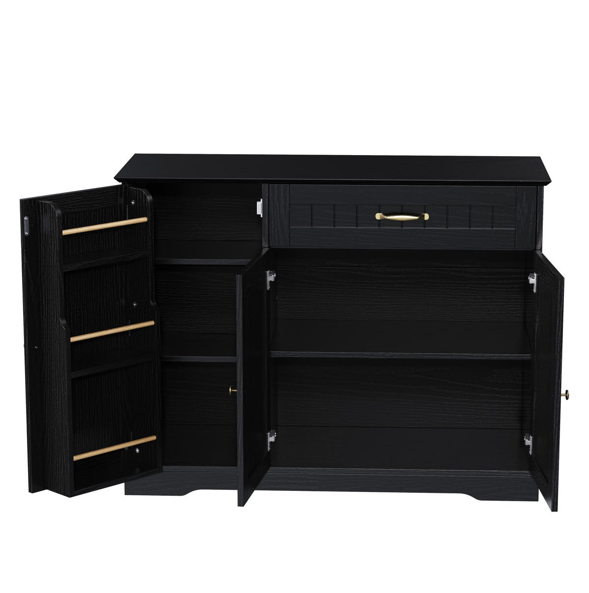 SIDEBOARD z MDF černý, 3 dvířka a zásuvka s nastavitelnými policemi - černá, kompozitní dřevo (107/83.4/40cm) - Modenvie