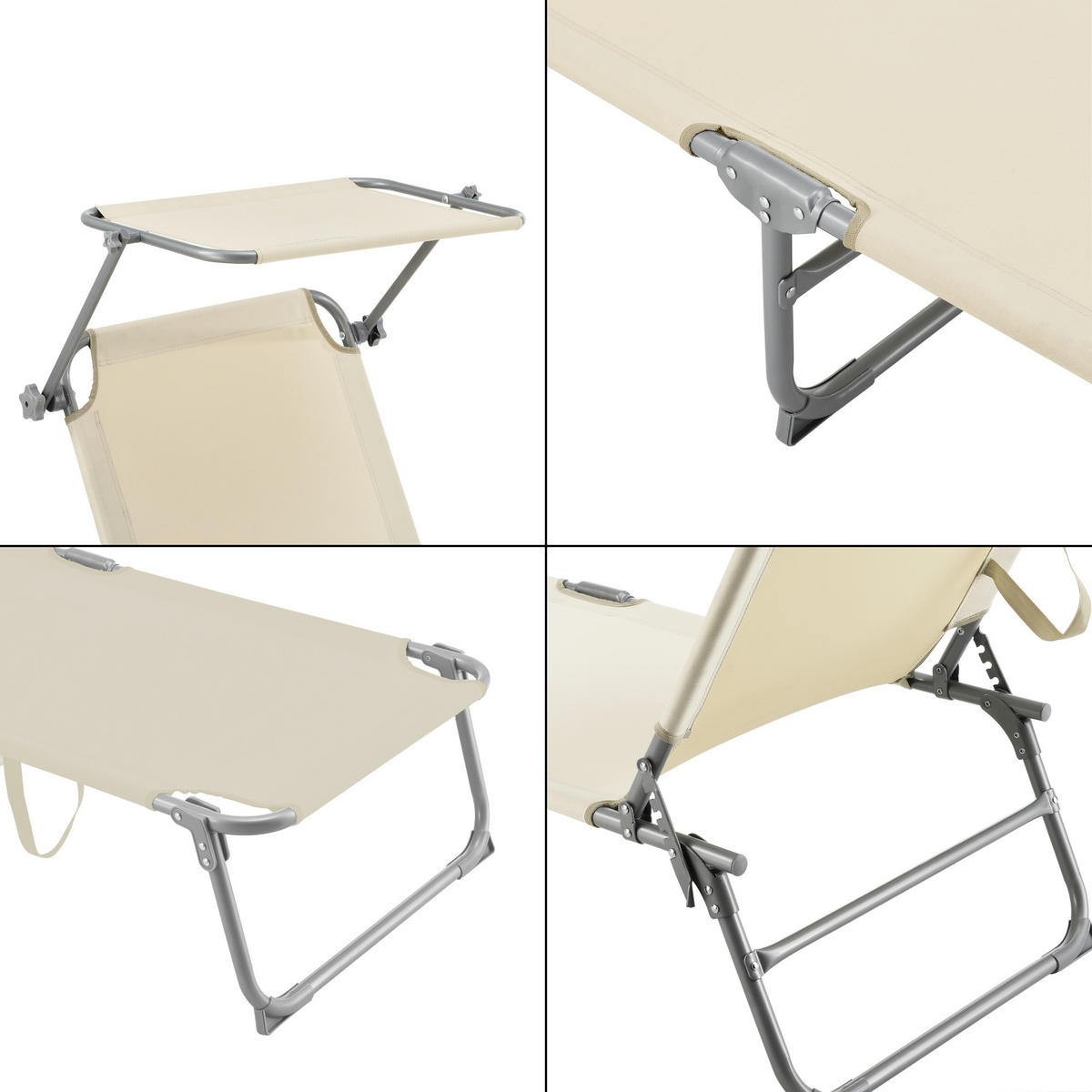 SONNENLIEGE Getaria - Beige, Textil/Metall (189/28/57cm) - [en.casa]