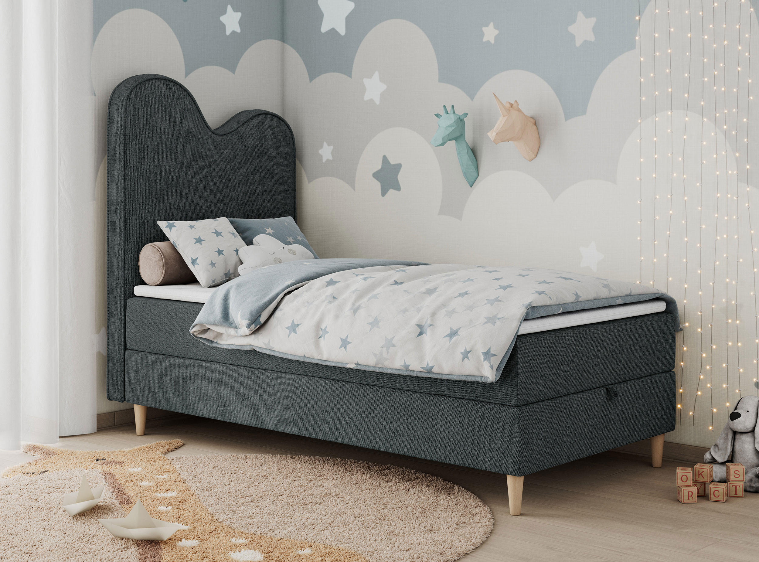 BOXBETT FLOW 90/180 Dunkelgrau Struktur - H3 - Dunkelgrau, Holz/Textil (90/180cm) - MKS