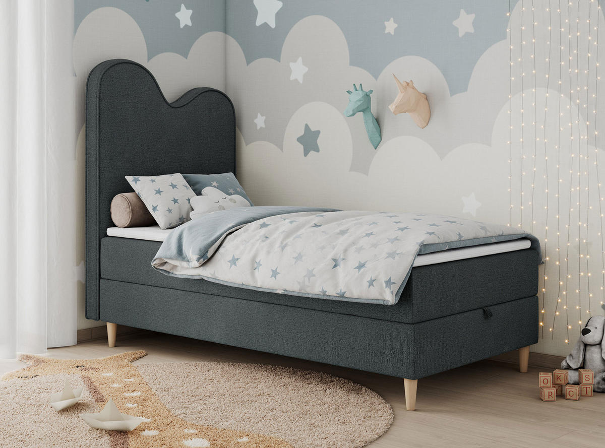 BOXBETT FLOW 90/180 Dunkelgrau Struktur - H3 - Dunkelgrau, Holz/Textil (90/180cm) - MKS