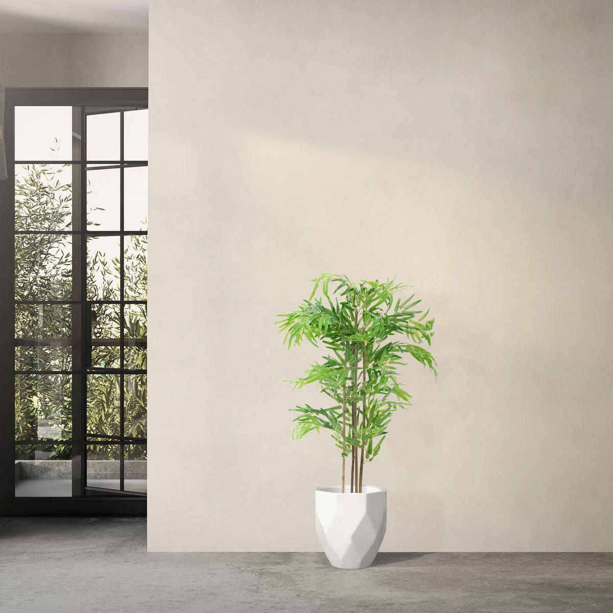 KUNSTPFLANZE Bambus - Anthrazit/Grün, Holz/Kunststoff (120cm) - ML-DESIGN