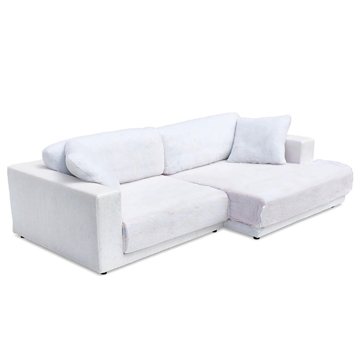 WECHSELBEZUG für Ecksofa mit Longchair - Webstoff - Dunkelgrau, Textil (60/40cm) - home24
