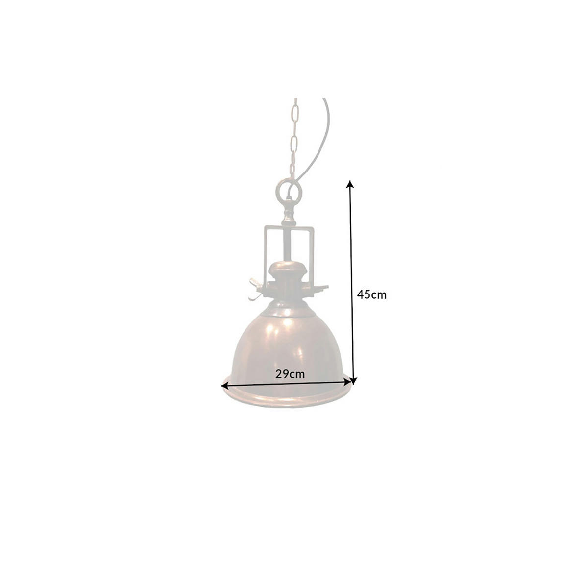 HÄNGELEUCHTE INDUSTRIAL Metall Kupfer 45 cm - Kupferfarben, Metall (29/29/45cm) - riess-ambiente