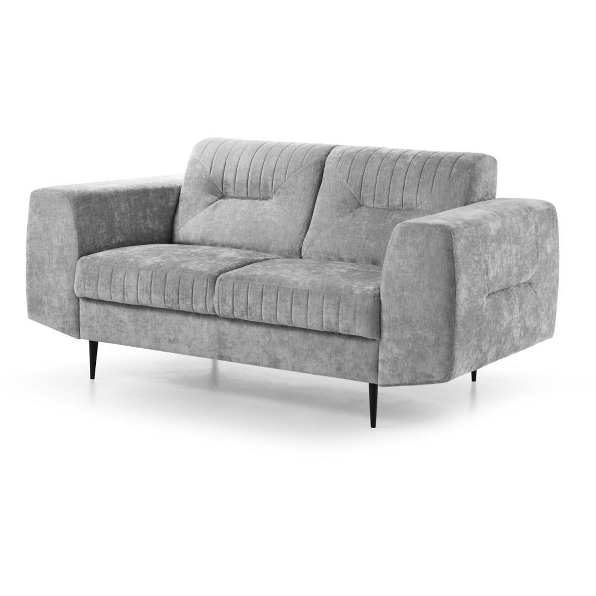 SOFA Venezia 2-Sitzer mit Metallbeinen, hellgrau, 233 cm - Hellgrau/Schwarz, Holzwerkstoff/Metall (172/85/94cm) - Beautysofa