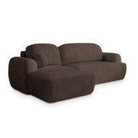 ECKSOFA MODENZA P L-S Braun Kordstoff mit Schlaffunktion - Braun, Holz (266/148cm) - MASSENO