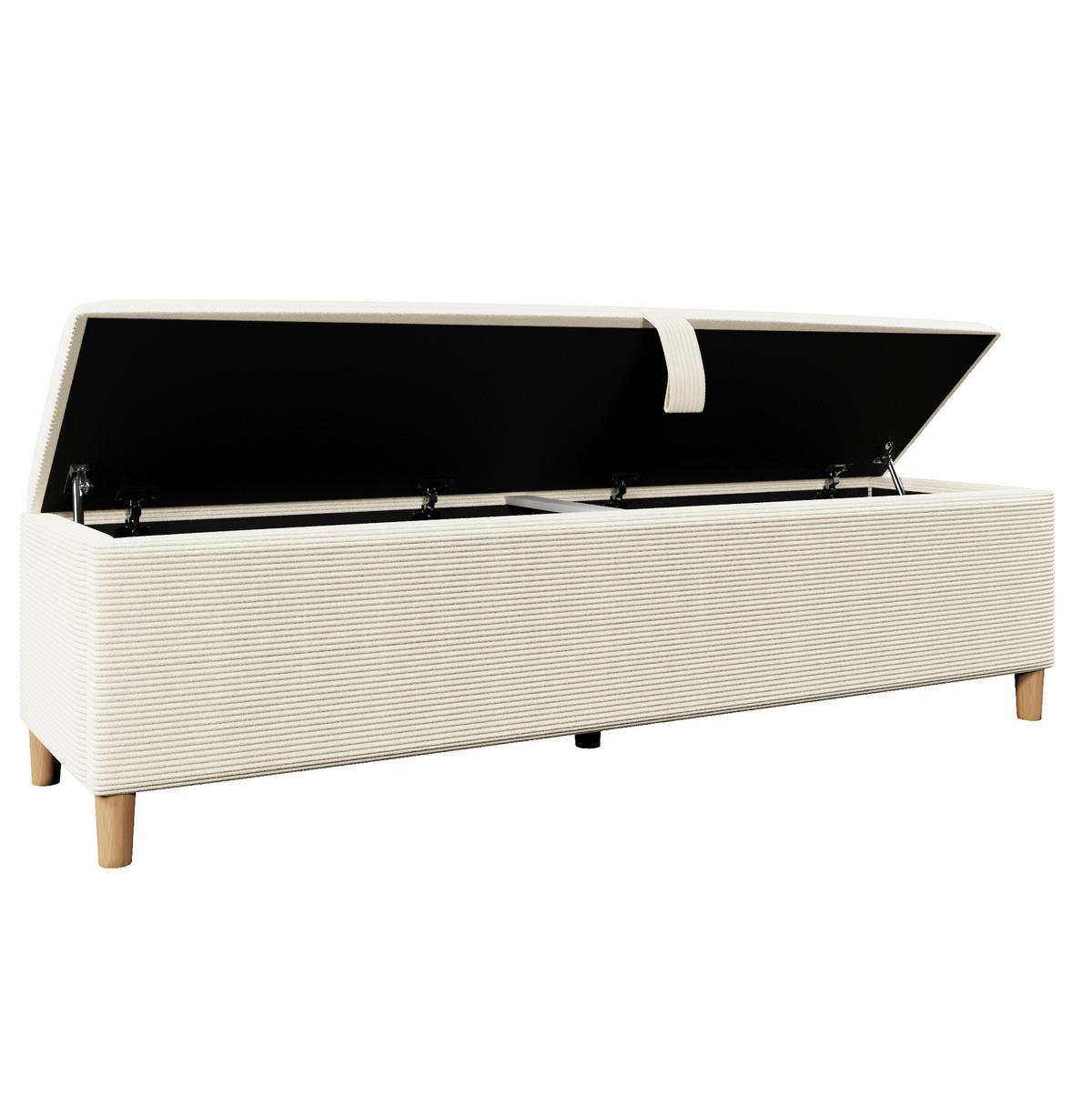 POLSTERBETT 140/200 cm aus Holz und Cordstoff mit LED-Beleuchtung, Stauraum-Kopfteil und Bettbank, Eichefarben/Beige - Beige, Textil (140/200cm) - Redom