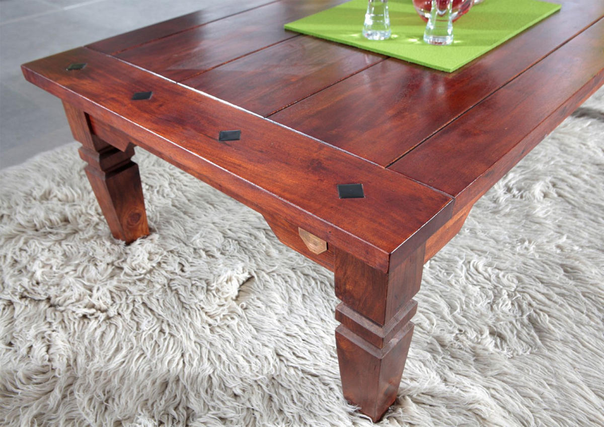 COUCHTISCH Akazie 110x60x40 nougat lackiert OXFORD #428 - Dunkelbraun, Holz (110/60/40cm) - Massivmoebel24