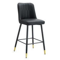 BARHOCKER DE-36506 2er Set mit PU-Bezug und Metallgestell Schwarz - Schwarz, Metall (45/100/42cm) - ComfortXL