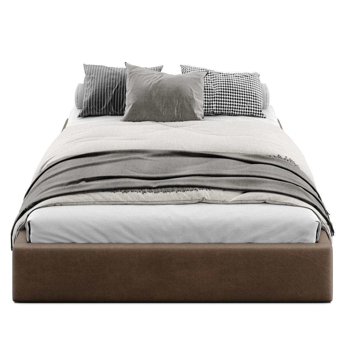 POLSTERBETT 160x200cm Bett mit Stauraum Lattenrost Braun - Braun, Holz/Holzwerkstoff (160/200cm) - Muralo