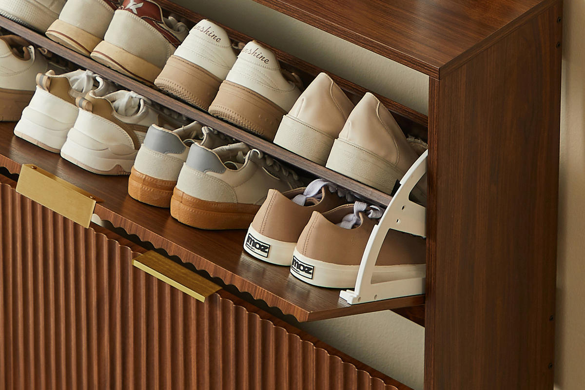 SCHUHSCHRANK Nussbaumfarben 80/24/102 cm - Walnussfarben, Holzwerkstoff (80/102/24cm) - PANGIVO