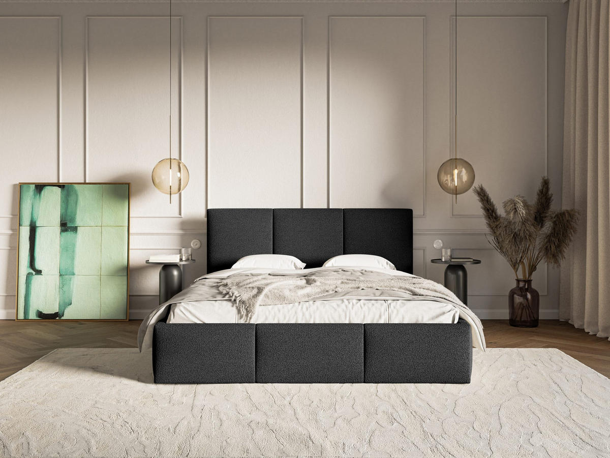 POLSTERBETT Fondi Slim 160x200 cm, Schwarz - Schwarz, Textil (160/200cm) - Fedve