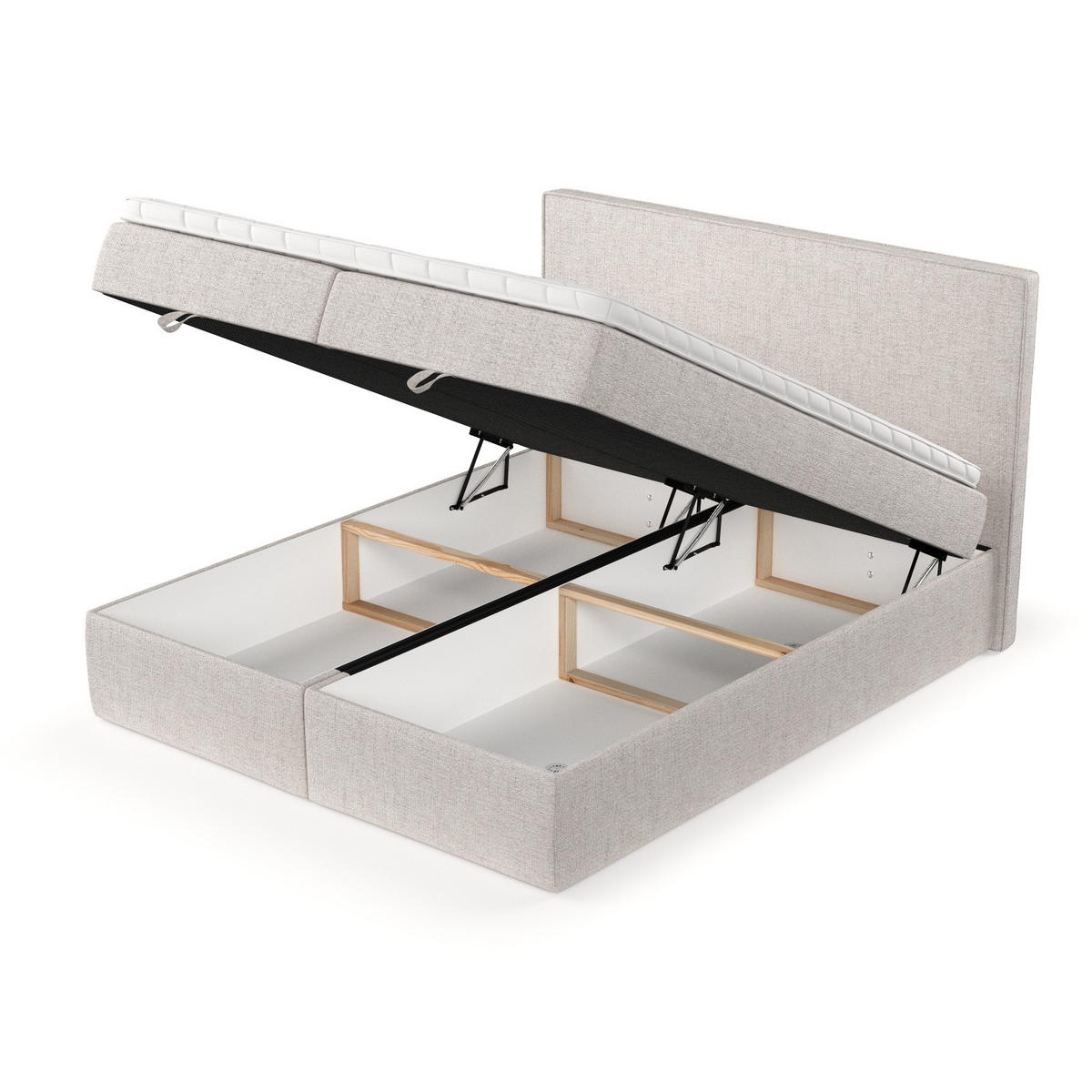 BOXBETT Velma 180/200 cm Hellbeige im Neve Stoff - Sandfarben/Schwarz, Holz/Holzwerkstoff (180/200cm) - AltaBeds