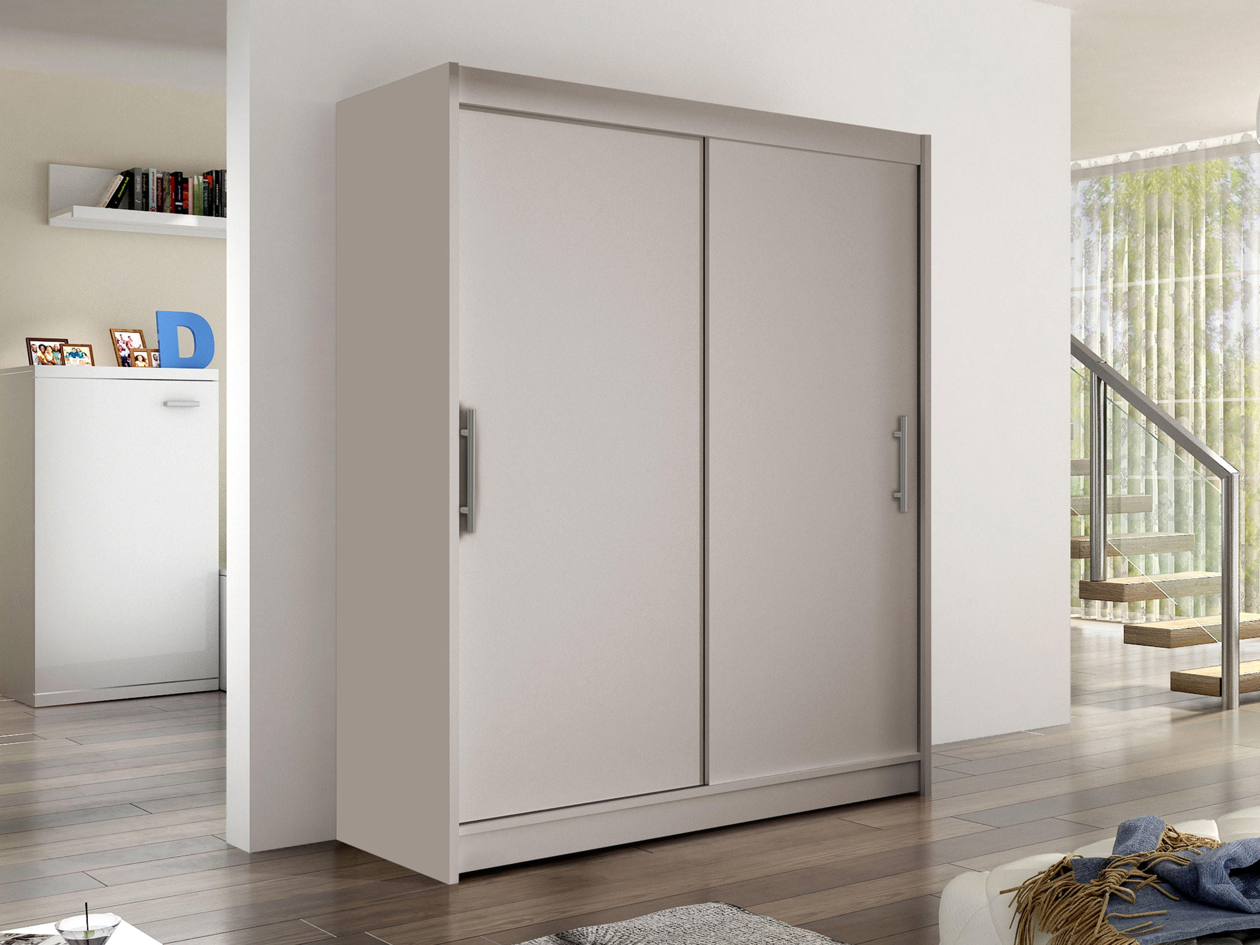 SCHWEBETÜRENSCHRANK Westa I - Kaschmir/Silberfarben, Holzwerkstoff/Metall (150/200/58cm) - MIRJAN24