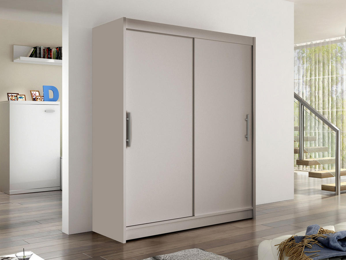 SCHWEBETÜRENSCHRANK Westa I - Kaschmir/Silberfarben, Holzwerkstoff/Metall (150/200/58cm) - MIRJAN24