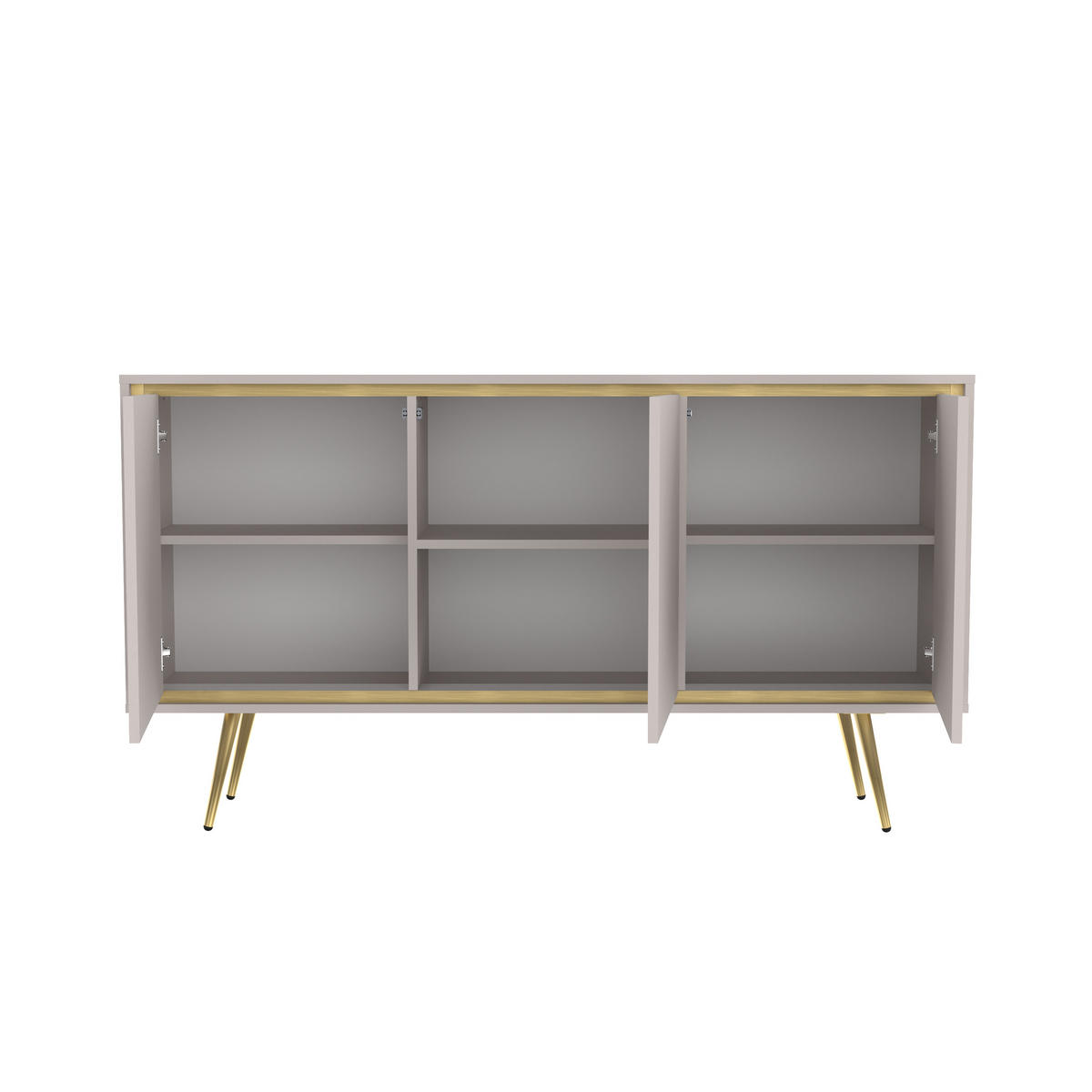 KOMMODE Lori mit 3 Türen, Push-to-open-Öffnung, kaschmir - Kaschmir, Holzwerkstoff/Metall (150/80/40cm) - Beautysofa