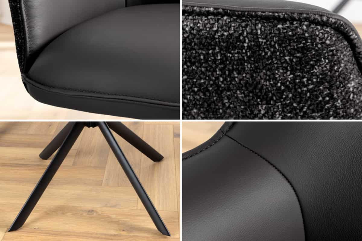 STUHL LE GRAND Strukturstoff Schwarz 90 cm - Schwarz, Leder/Textil (68/87/68cm) - riess-ambiente