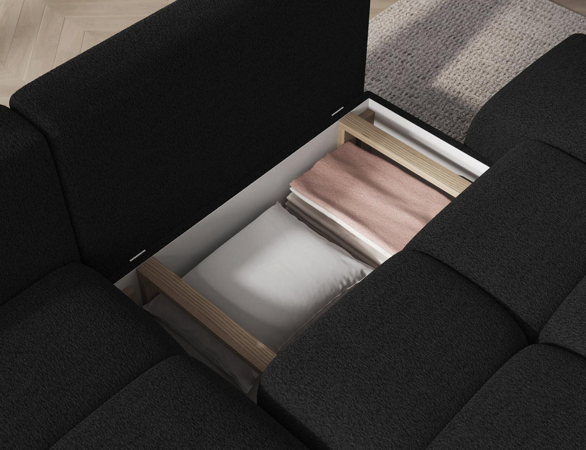 ECKSOFA VITTARIO mit Schlaffunktion & Bettkasten – Modernes L-Sofa 227 cm, inklusive Kissen - Anthrazit, Kunststoff (227/95cm) - Wohnideebilder