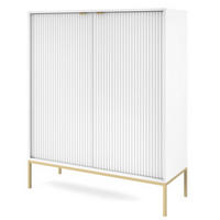 KOMMODE Weiß NEW K104 Gerillt St. Gold - Weiß, Holzwerkstoff (104/125/39cm) - Sepro Meble