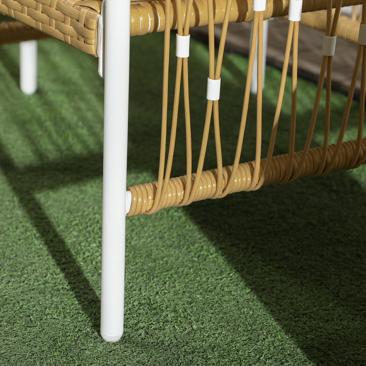 BISTRO-SET 3-teiliges DE-06712 Gartenmöbel-Set, PE-Rattan Gelb/Creme - Gelb, Kunststoff/Metall - ComfortXL