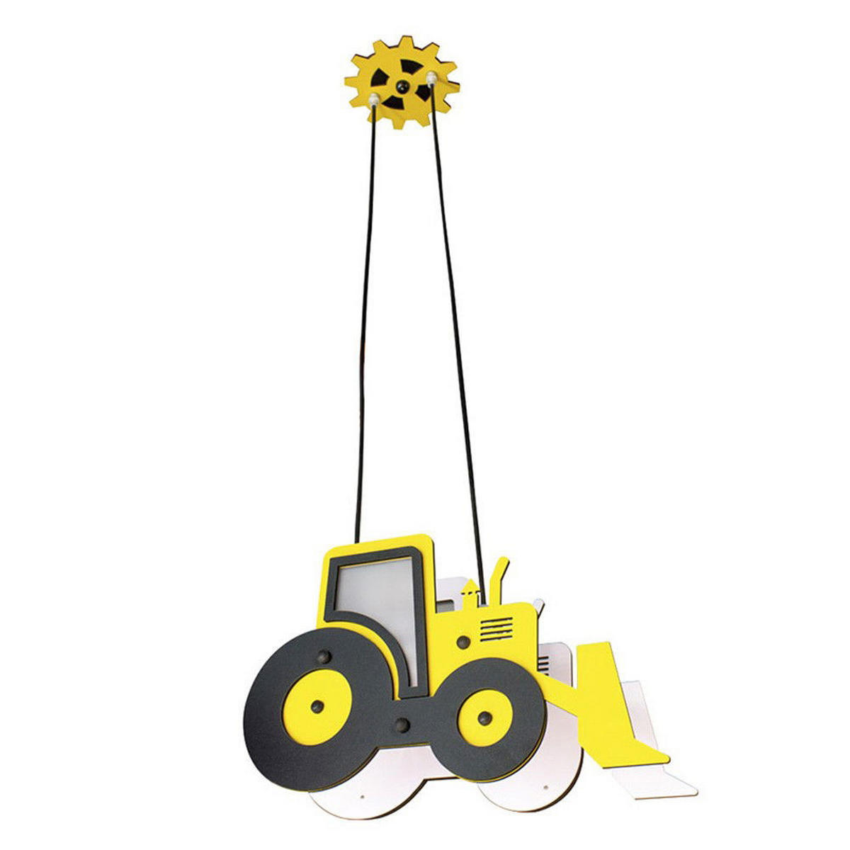 PENDELLEUCHTE 'Yellow Tractor' - Gelb/Weiß, Holz (34/34/80cm) - KUNSTLOFT