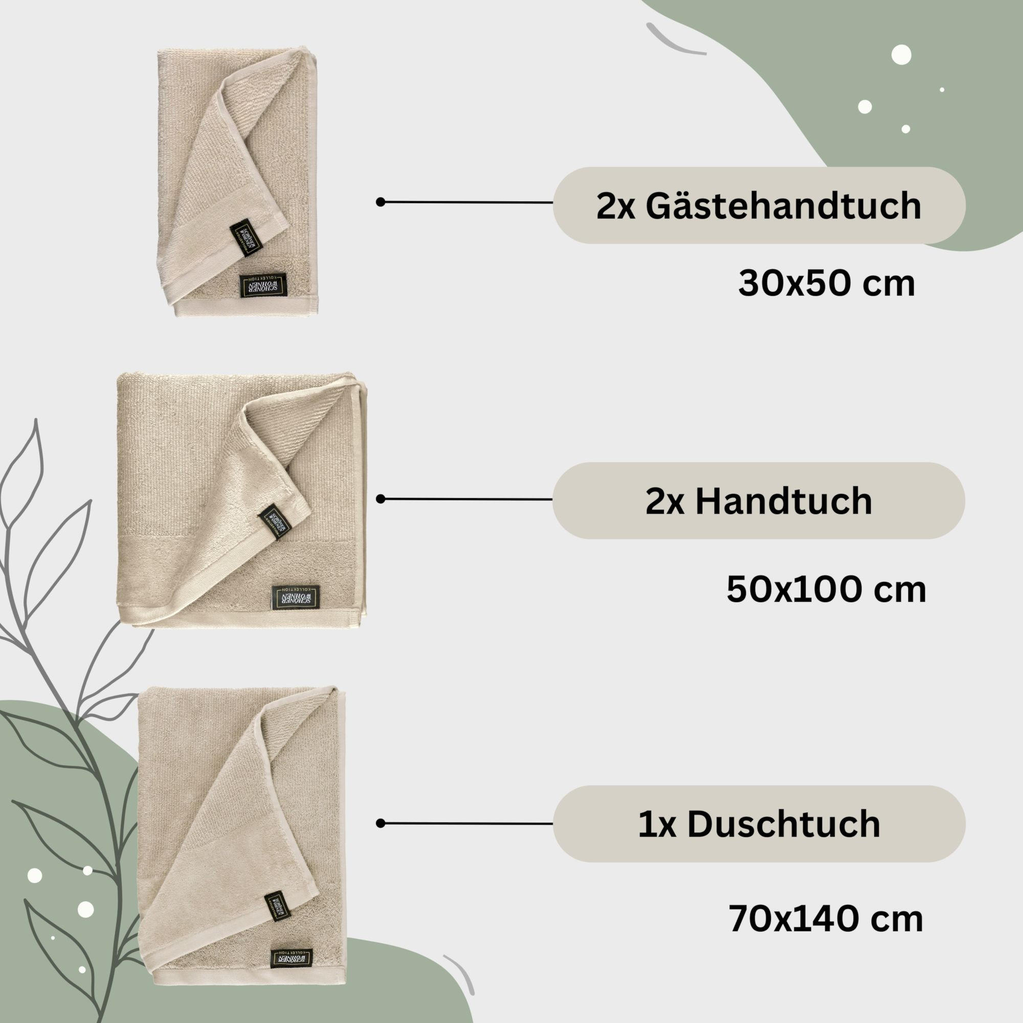 HANDTUCH SET SENSE 5tlg. - Beige, Textil (50/100cm) - Schöner Wohnen