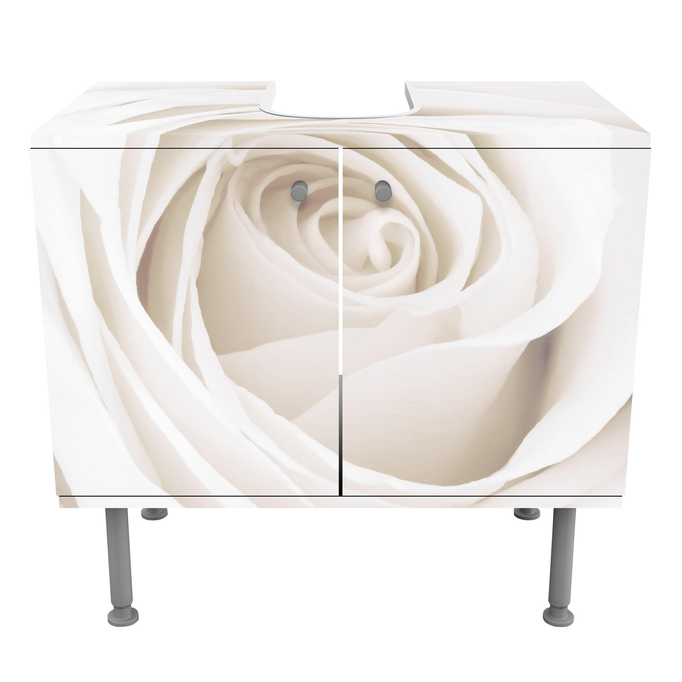 WASCHBECKENUNTERSCHRANK Pretty White Rose 60/55/35 cm - Weiß, Holzwerkstoff (60/55/35cm) - Bilderwelten