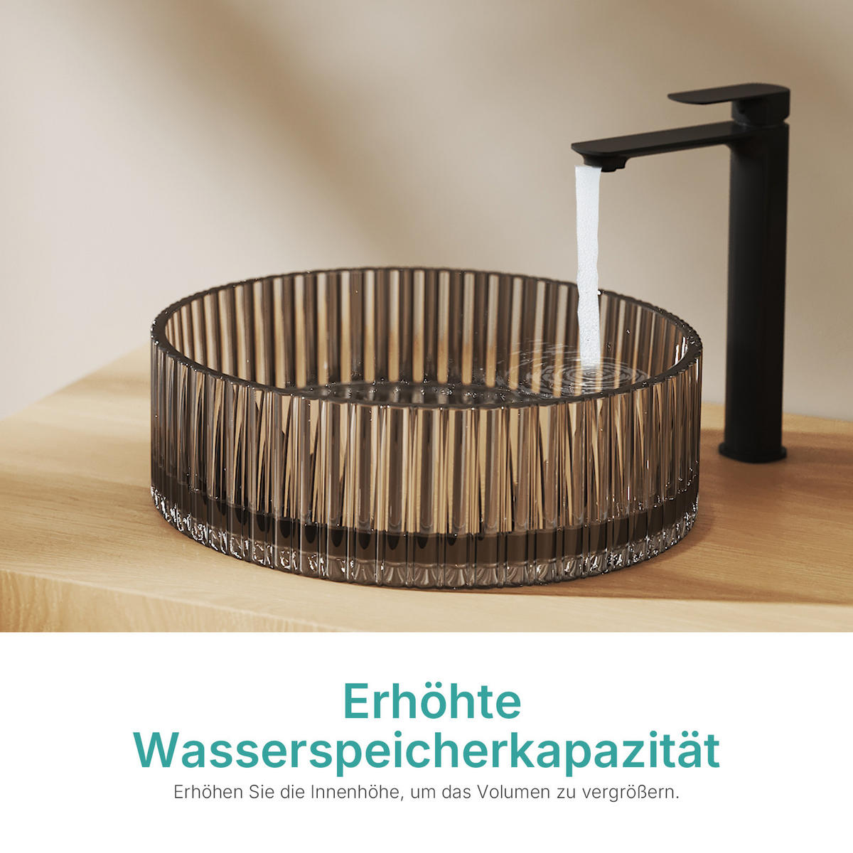 WASCHBECKEN Klarglasspüle Schwarz Ø40 / 12 cm - Schwarz, Glas (40/12/40cm) - EMKE