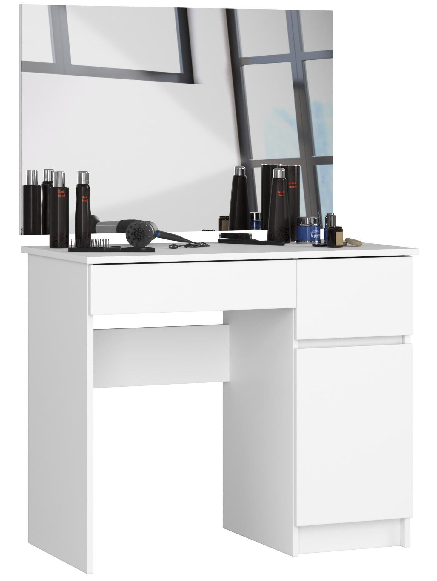 SCHMINKTISCH mit Spiegel - Weiß, Holzwerkstoff (90/142/50cm) - RAUMHIRSCH FURNITURE