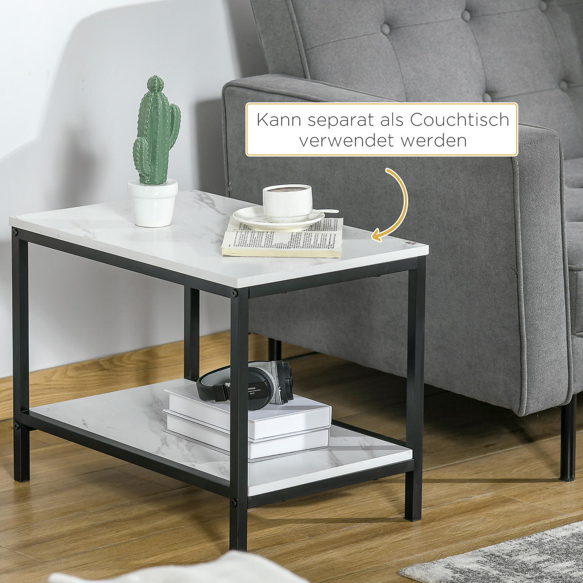 COUCHTISCH 2er-Set - Weiß, Holzwerkstoff (45/40/52cm) - HOMCOM