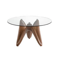 ESSTISCH Glas Walnuss 150/150/75 cm - Transparent/Walnussfarben, Glas (150/150/75cm) - ANGEL CERDA