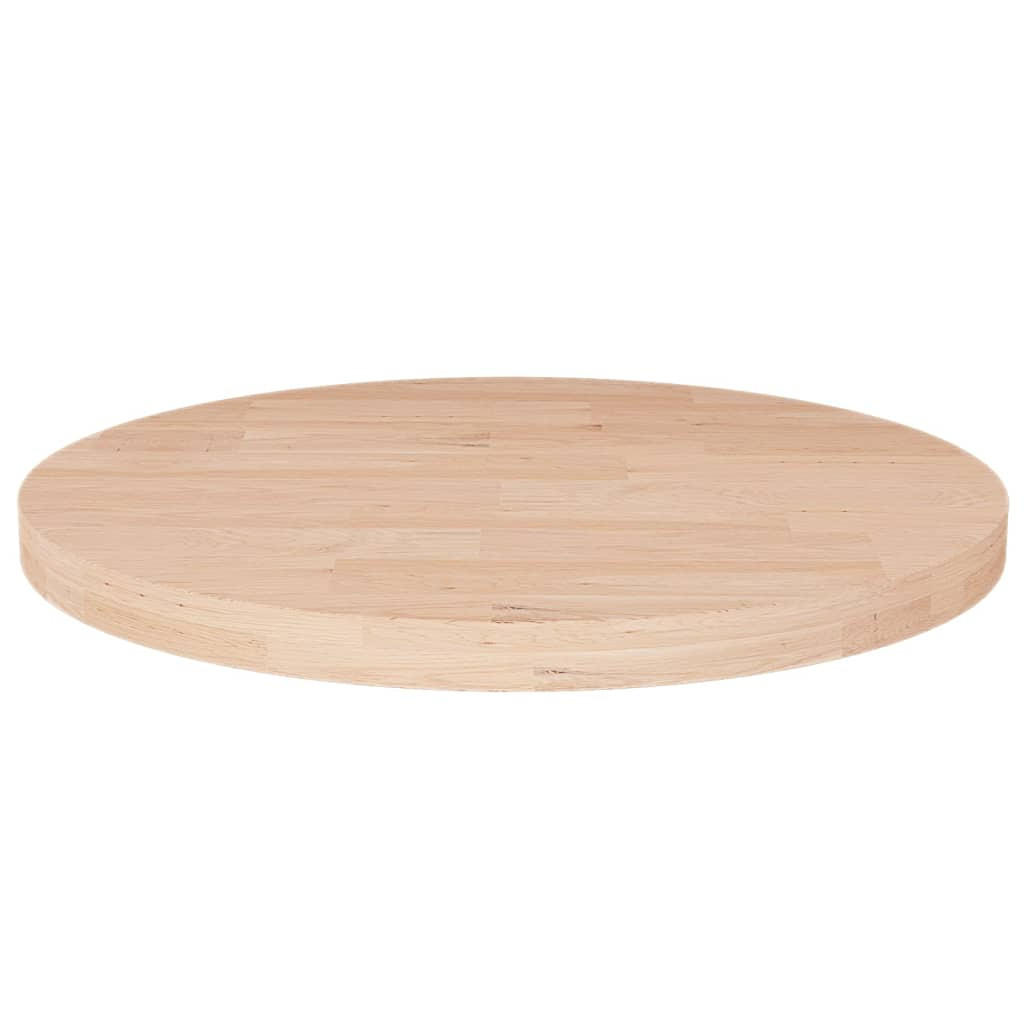 TISCHPLATTE Runde Ø50/2,5 Cm Unbehandeltes Massivholz Eiche - Naturfarben, Holz (50/50/2.5cm) - vidaXL