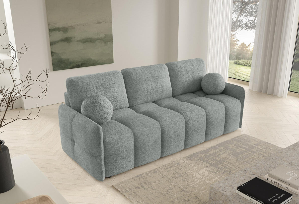 SOFA Dunkelgrau EMILI Mit Schlaffunktion Abriamo Stoff - Grau, Textil (212/95/90cm) - Sepro Meble