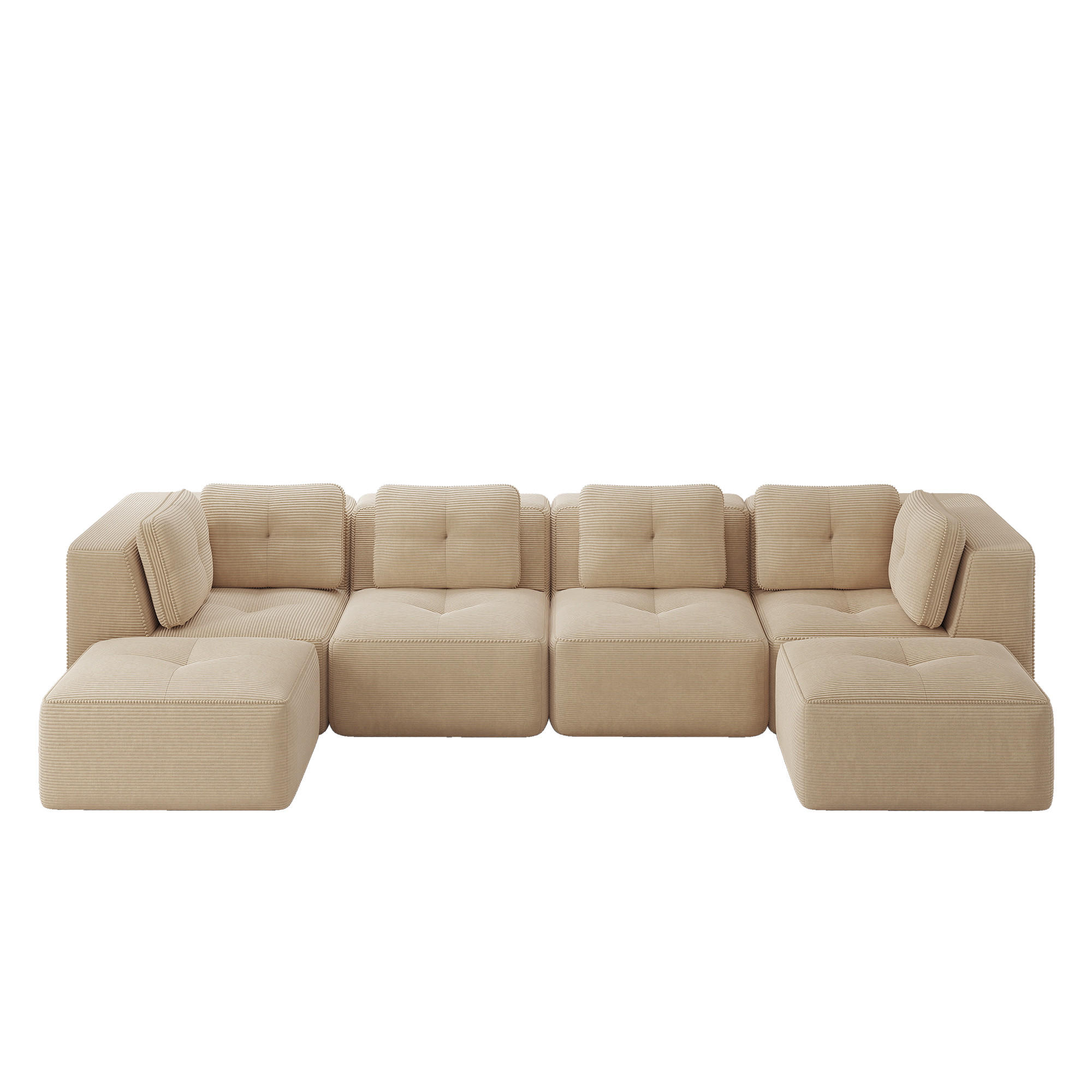 WOHNLANDSCHAFT Cord Beige - Beige, Textil (386/69/177cm) - WISHDOR