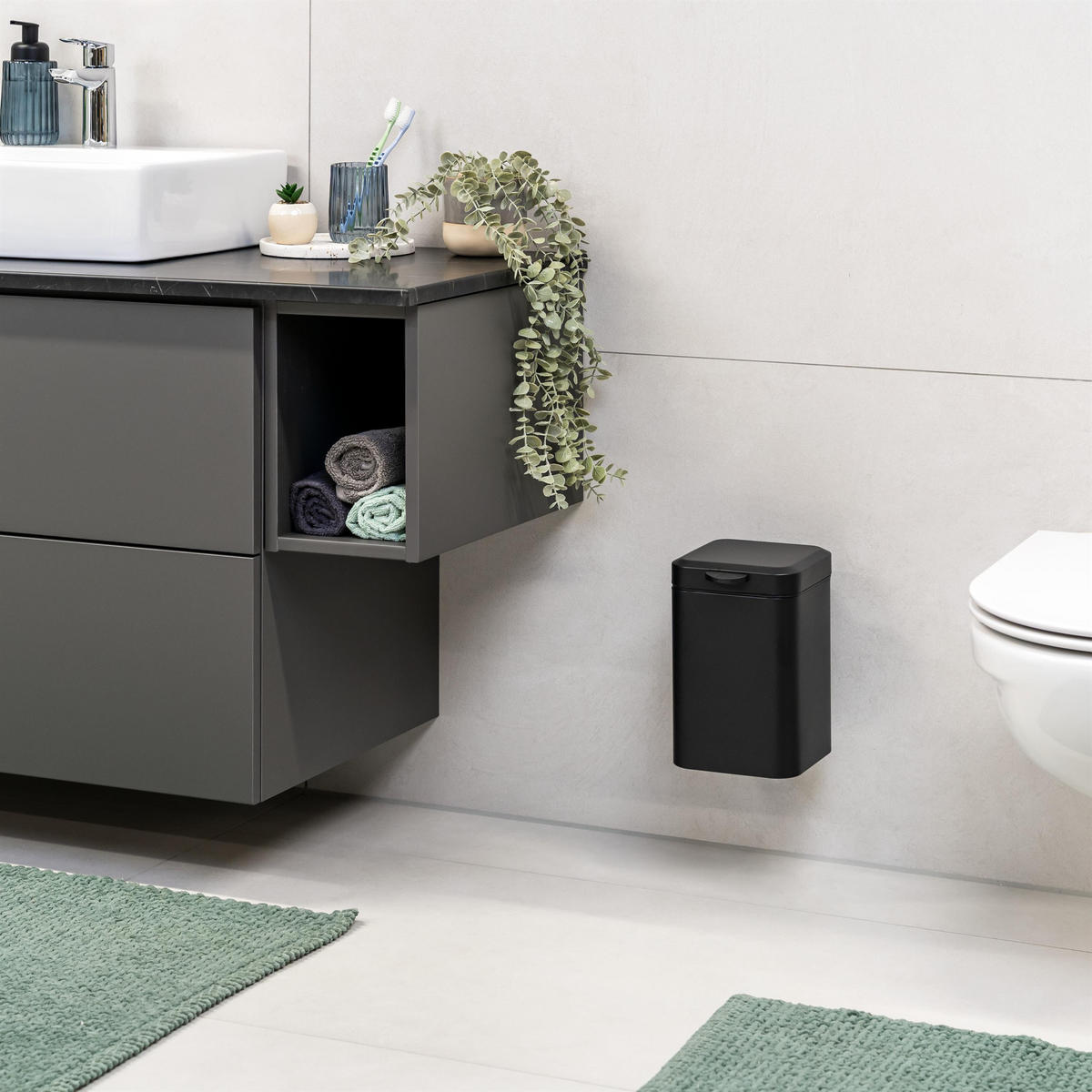 WAND-KOSMETIKEIMER 3 Liter, schwarz - Schwarz, Metall (16/24/23cm) - bremermann